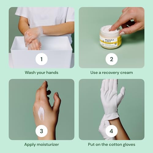 Clearbody Organics White Organic Cotton Gloves, 5 Pairs (10 Pcs) - 100% Reusable Moisturizing for Dry & Cracked Hands Repair (Large) - White Gloves