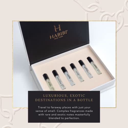 H HABIBI Deluxe Women's Fragrances Discovery Sample Set - Luxury Mini Perfumes for Women - Includes Iris, Magnolia, Jasmine Oud, & Rose Perfume Samples - 6 X 2ml Travel Size Perfume Samples