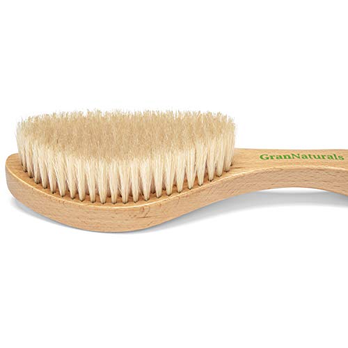 GranNaturals Soft Bristle Hair Brush - Curved Boar Bristle Vintage Style Hairbrush for 360 Waves, Sleek Slick Back Ponytail & Bun, Smoothing, Fades for Women & Men - Wooden Handle