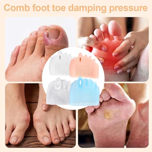 4 Pairs Hyggear Silicone Toe Separators for Women, Toe Separators for Women and Men, Silicone Toe Separators for Women & Men, Realign Crooked Toes.