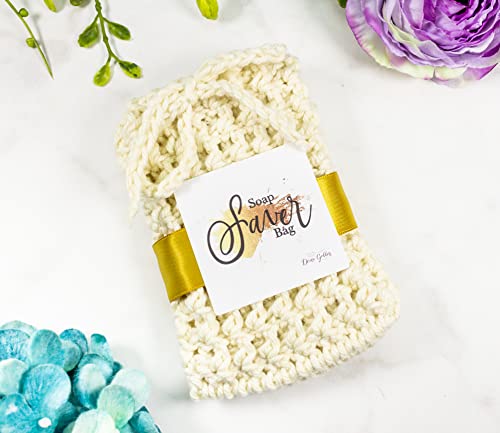 Ivory 3 Pack Set - Bar Soap Saver Bag - Handmade Cotton Soap Sack - Bathing Accessories - Handmade Bath Products