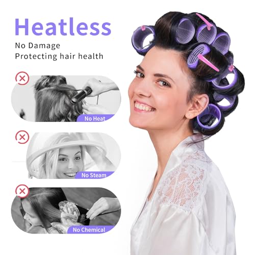Hair Rollers Large Small 50PCS Set, 36PC Large Medium Small Hair Rollers for Volume Curlers with 12PC Clips 1 Tail Comb and 1 Folding Brush Comb for Short Medium Blowout Look Long Hair