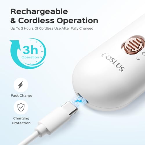 COSLUS Professional Manicure Pedicure Kit: 5 in 1 Electric Nail File Set Toenail Grinder, 5 Speed Cordless Nail Drill for Thick Nail Toenail Cuticle, Hand Feet Trimmer Buffer for Women Men Baby Pets