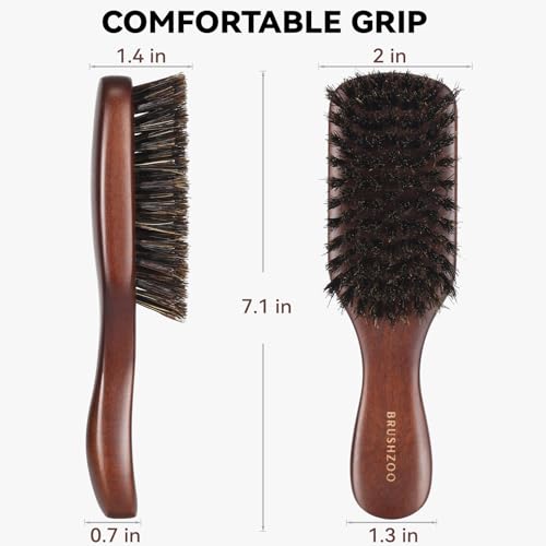 Hair Brush for Men, Beard Brush for Men Smooths Softens Beard and Exfoliates Skin and Scalp, 100% Boar Bristle Beard Brush for Beard & Short Hair Detangle add Natural Shine