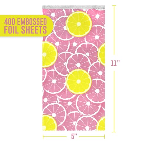 Colortrak Pink Lemonade Pop-up Foil W/Dispenser (400 Count), Pre-cut Sheets, Non-Slip Embossed Texture, 5" x 11" Sheets for Hair Foil Coloring and Highlighting Sheet Applications