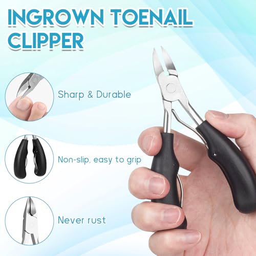 Ingrown Toenail Removal Kit, Professional Ingrown Toenail Tool Kit Includes Ingrown Toenail Corrector Drops, Corrector Patch, Toenail Clipper, Nail File Lifter Pedicure Tools