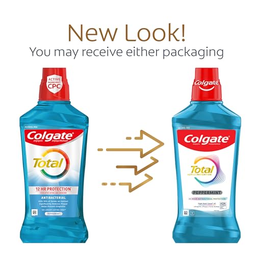 Colgate Total Mouthwash, Alcohol Free Mouthwash, Peppermint, 16.9 Ounce, 3 Pack
