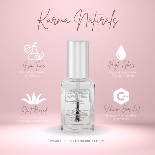 Karma Halal Certified Nail Polish- Truly Breathable Cruelty Free and Vegan - Oxygen Permeable Wudu Friendly Nail Enamel (Breathable Top Coat - ANASTASIA)