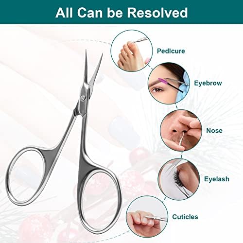 CGBE Manicure Scissors, Extra Fine Eyebrow Scissors for Grooming, Curved Blade Nail Scissors Precise Pointed Tip Grooming Kit for Eyebrow, Eyelash, Trim Nail and Dry Skin