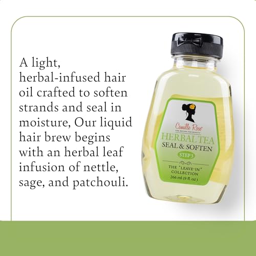 Camille Rose Herbal Tea leave in Hair Oil, with Jojoba and Lavender to Seal Moisture and Soften Strands, for all Hair Types, 9 fl oz