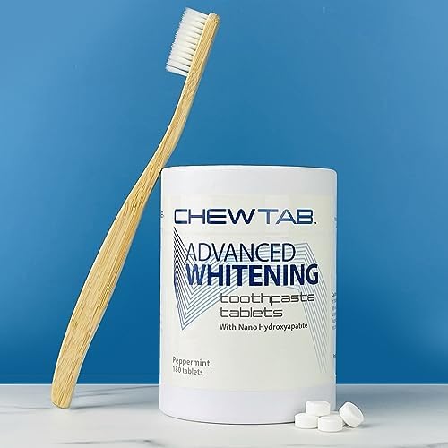 Chewtab Advanced Whitening Toothpaste Tablets with Nano-Hydroxyapatite 180 Count Refill (Peppermint)