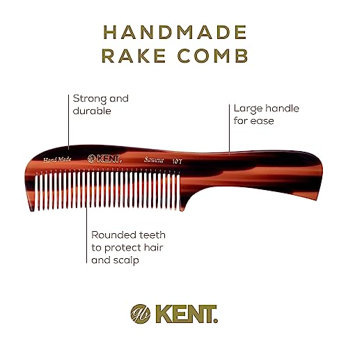 Kent 10T Large Detangler Comb, Handmade Wide Tooth Comb for Curly Hair, Detangling Combs For Wet and Dry Hair, Combs for Thick Hair, Saw-Cut and Hand Polished Made in England