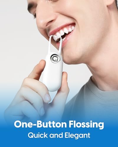 C1S Reusable Flosser Set, Auto-Restringing Flosser with Replaceable Floss Capsule, Multi-Hygiene, Portable Travel Floss, Recyclable Zero Waste, Super Mint (Abyss Black)