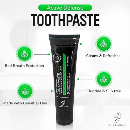 Colloidal Silver Toothpaste w/Coral Calcium & Xylitol - Refresh Mint - Remineralize Tooth Enamel - SLS & Fluoride Free Cavity Protection - Gum Health - Bad Breathe - Gingivitis - Mild Flavor - 3.4oz