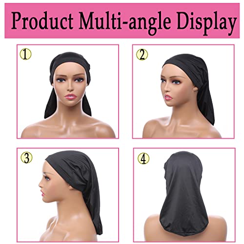 Leeven 4 PCS Unisex Dreadlock Cap Dreadlock Accessories Long Hair Dreads Head Wrap Bonnet Sleep Cap Hair Dreads Accessories Long Bonnets for Men Women