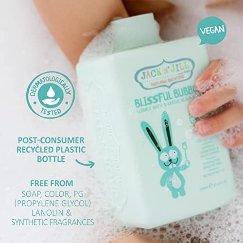 Jack N' Jill Natural Bathtime Blissful Bubbles with Bubble Wand - Bubble Bath for Kids, Dermatologically Tested, Cruelty Free, Kids Bubble Bath Sensitive Skin, Vegan - 300 mL (Pack of 1)