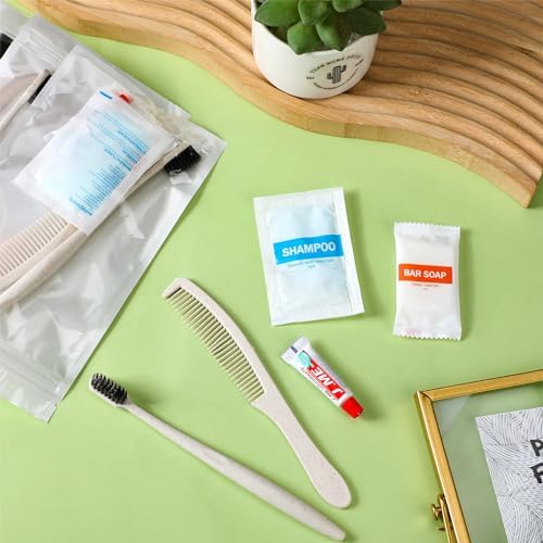 Hushee 96 Sets Bulk Hygiene Kit for Homeless, Includes Shampoo Soap Bar Comb Toothbrushes with Toothpaste Individually Wrapped Basic Toiletry Kits for Travel Charity Hotel Hospitality Industries