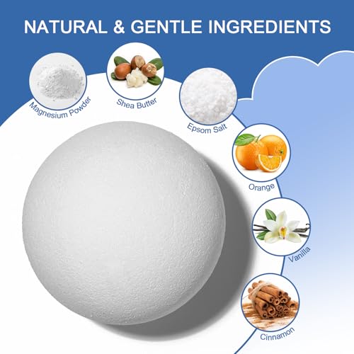 Hydrogen Bath Bombs for Women & Men, Hydrogen Bombs for Bath-Deep Hydration, Anti-Aging & Stress Relief, H2 Rich Water Spa for Skin Glow with Vanilla, Cinnamon & Orange, 3 Pcs