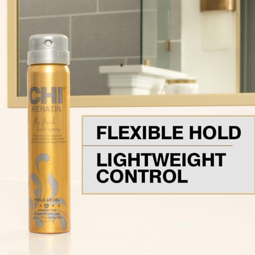 CHI Keratin Flex Finish Hair Spray, Lightweight Spray For Long-Lasting, Smooth Styling, Eliminates Frizz & Flyaways & Seals Out Humidity, 2.6 Oz