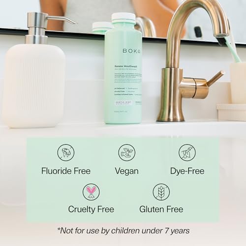 Boka Renew Mouth Wash for Adults - Mouthwash Alcohol Free, Mouth Rinse Fluoride Free Mouthwash, Freshens Breath, Oral Rinse Mouthwash No Alcohol, Mouth Wash for Gums, Mouthwash Gum Health