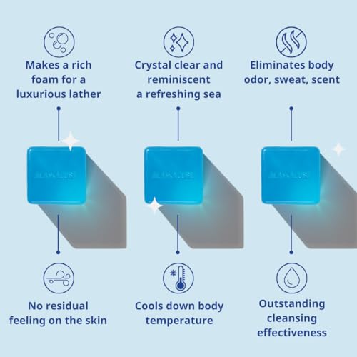 Cool Menthol Shower Bath Body Soap Bar Cleanser Refreshing Cooling Effect Rich Foam for Body (Pack of 3) | 3% Menthol | Body Wash, Shampoo for Men Women Bundle Value Set (Mint, Menthol)