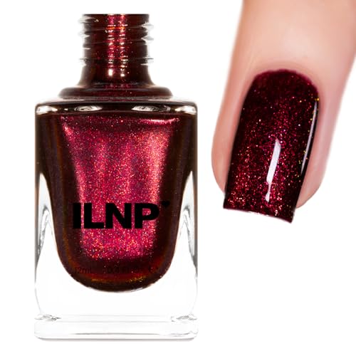 ILNP Sabrina - Dark Vampy Red Shimmer Nail Polish - Vegan, Cruelty Free, Non Toxic