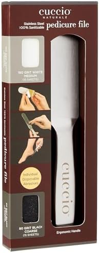 Cuccio Naturale Reusable Stainless Steel Pedicure File Kit with 30 Extra Refills – Professional Foot Care Tool for Smooth, Callus-Free Feet – Durable, Hygienic Design
