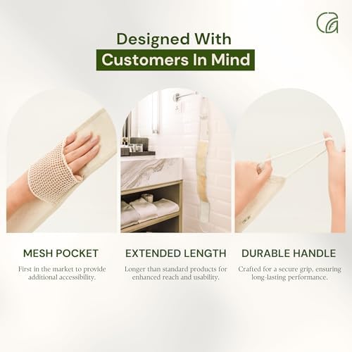 Chill Ah Premium Back Scrubber, Exfoliating Natural Loofah Multi-Function Back Scrubber for Shower, Gift for Mom