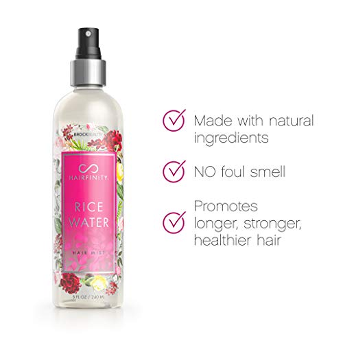 Hairfinity Rice Water Hair Mist - Silicone & Sulfate Free Formula - Best for Damaged, Dry, Curly or Frizzy Hair - Safe for Keratin and Color Treated Hair 8oz