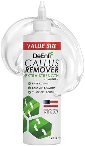 DeEnti Callus Remover for Feet, Extra Strength Foot Callus Remover Gel, 16oz Salon Grade Home Pedicure Supplies for Dry Skin, Cracked Heel, Professional Strength Foot Care, Unscented
