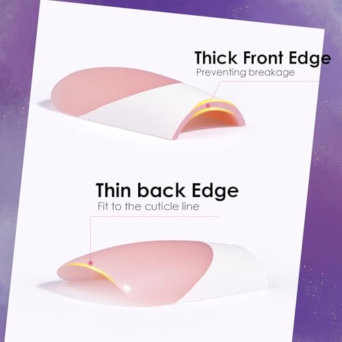 Canvalite French Tip Press on Nails - 300Pcs Pre-Colored Quick and Easy Press on Nails Long Square Fake Nails with Designs DIY Gel Nail Tips, Pink White