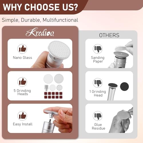 Kredioo Electric Foot Callus Remover Nano Glass Foot File German Technology Grinding Sanding Pedicure Tool for Feet Sensitive Skin Safe Adjust Speed R/F Direction Remove Thick Toe Nails