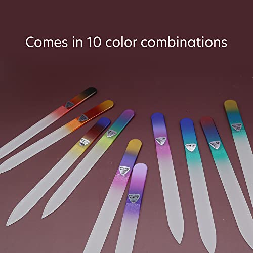 Bona Fide Beauty Czech Glass Nail Files Set - 10-Piece Crystal Nail Files Set in Sleeves, Bulk Nail Files from The EU (Multicolor)