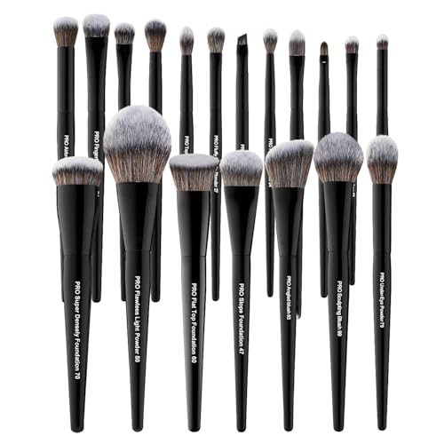Bueart Design 19Pcs Professional Grade Labeled Makeup Brushes Set, Large Foundation Powder Contour Concealer eyeshadow Blush EyeLiner Make up Brushes,Premium Synthetic hair,Vegan Cruelty-free