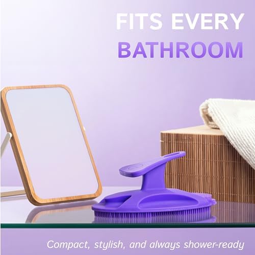 Juve Silicone Shower Scrubber- Body and Face Exfoliator for Women and Men- Exfoliating Bath Brush for Showering- Wash Away Excess Skin- Bathing Essentials Products and Accessories for Hygiene