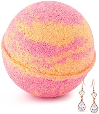 Ivy & Bauble Handmade Aromatherapy Bath Bomb with Surprise Earrings Inside, Fruity Punch Scent, Made in USA, Made Without Paraben, Preservatives, Phosphate, Large 10 oz
