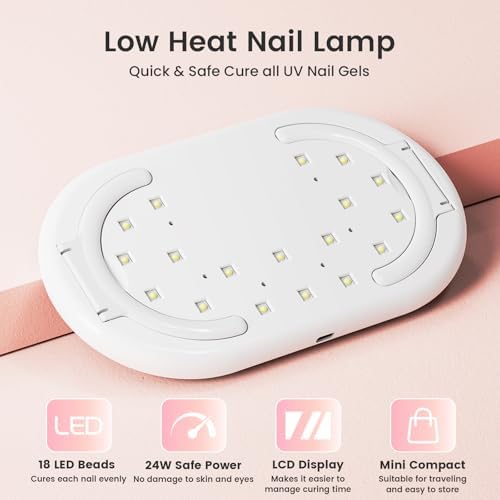 LASONAS UV LED Nail Lamp for Gel Polish 24W UV Light 3 Timer Setting Fast Drying Curing Mini Portable Cure Lamp for Gel Stickers and Strips Home Nail Care Salon