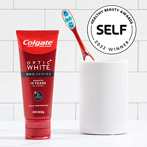 Colgate Optic White Pro Series Whitening Toothpaste with 5% Hydrogen Peroxide, Enamel Strength, 3 oz Tube