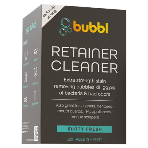 Bubbl 120 Tablet Retainer Cleaner for Invisalign Wire Retainer Cleaner Night Guard Cleaner and More Remove Odors and Stains for Cup or Ultrasonic Cleaners 4 Month Supply