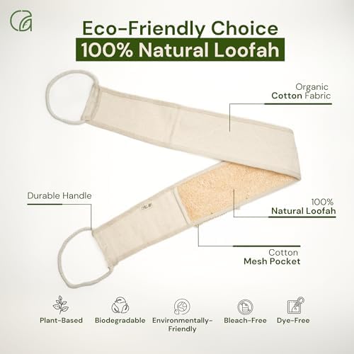 Chill Ah Premium Back Scrubber, Exfoliating Natural Loofah Multi-Function Back Scrubber for Shower, Gift for Mom