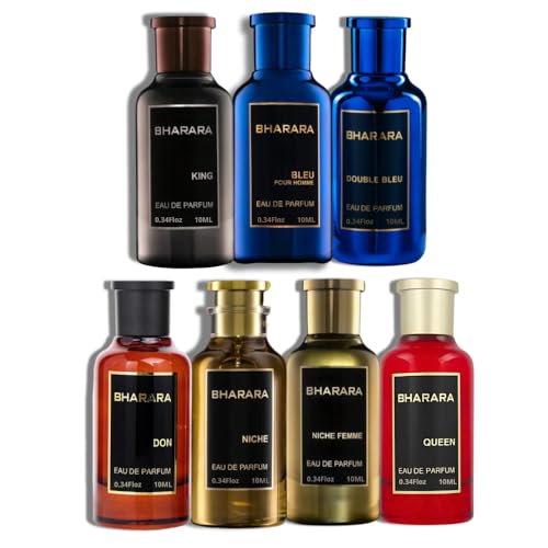 Collection Gift Set 7 pzas King|Blue|Double Blue|Don|Niche|Niche Femme|Queen EDP 10ml/0.34oz Unisex | Citrus, Aquatic,Aromatic, Spicy a modern and long-lasting scent