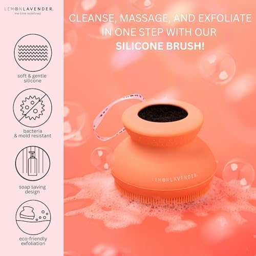 Lather Me Up in-Shower Silicone Brush Scrubber - Pack of 2 - Pink & Orange