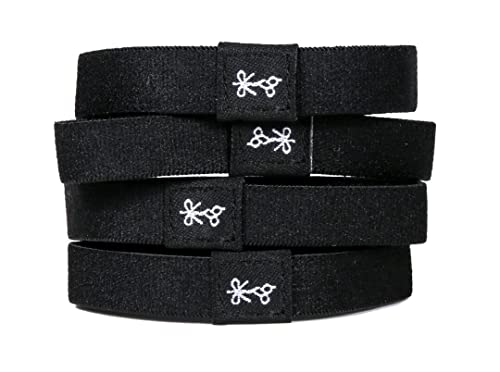Hair Ties For Men | World-Famous Hair Ties For Guys | No-Break, No-Rip, No-Crease Bracelet Hair Bands | 4 Pcs Soft Elastic | 100 lb Strength (The Black Ties)