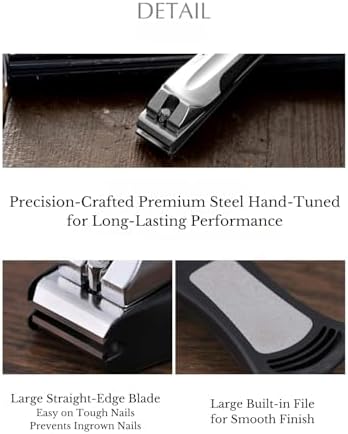 KAI Japanese Nail Clippers With Side Nail File, Stainless Steel, Large, Made in Japan