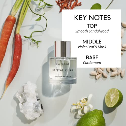 Lake & Skye Santal Gray Eau de Parfum, Long Lasting Fragrance, 1.7 fl oz (50 ml) - Woody Scent