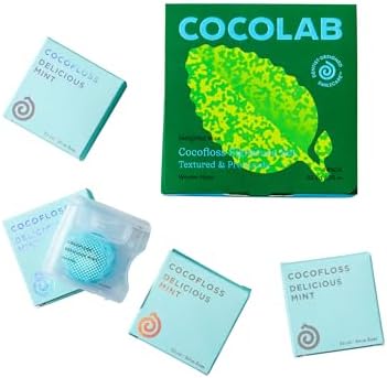 Cocofloss Woven Dental Floss, Dentist-Designed Oral Care, Mint, Waxed, Expanding, Vegan, Kid-Friendly String Floss with Coconut Oil, 4 Spools (33 yd Each)
