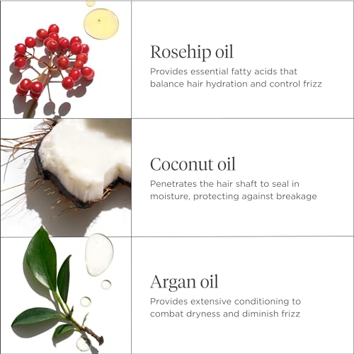Briogeo Farewell Frizz Rosehip, Argan & Coconut Oil Blend, Argan Oil for Dry Hair, Anti-Frizz, Restore Shine to Dull Hair and Seal Cuticles, Vegan, Cruelty-Free, 1 fl oz