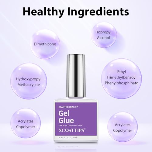 btartboxnails Nail Tips Builder Gel Set - 15ml Nail Tip Builder Gel 15ml Top Coat with Gel Nail Glue for French Tip Gel Nails 30+Days Long Lasting