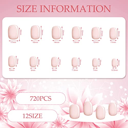 Honoson 720 Pieces Short False Nails Medium Square Artificial Fake Nails Full Cover Fingernails Coffin Press on Nails Glossy False Nails Tips for Women Girls DIY Nail(Elegant Colors)