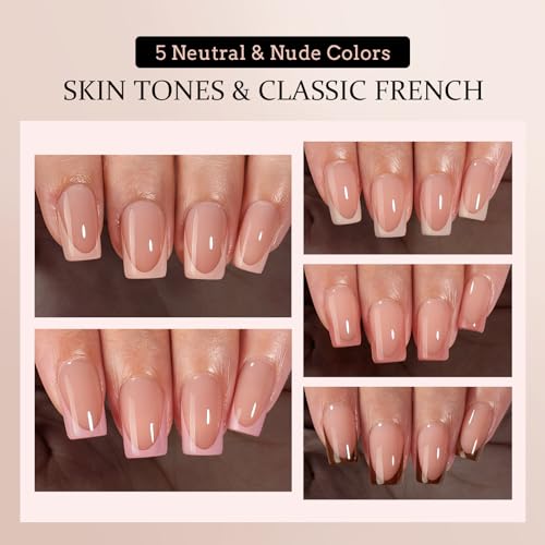 BTArtboxnails XCOATTIPS French Tip Press on Nails - Skin Tones Short Press On Nails Square, Soft Gel Nail Tips with Nail Gel, French Protecting Duo, Nail Lamp, All in One Fake Nail Extension Kit